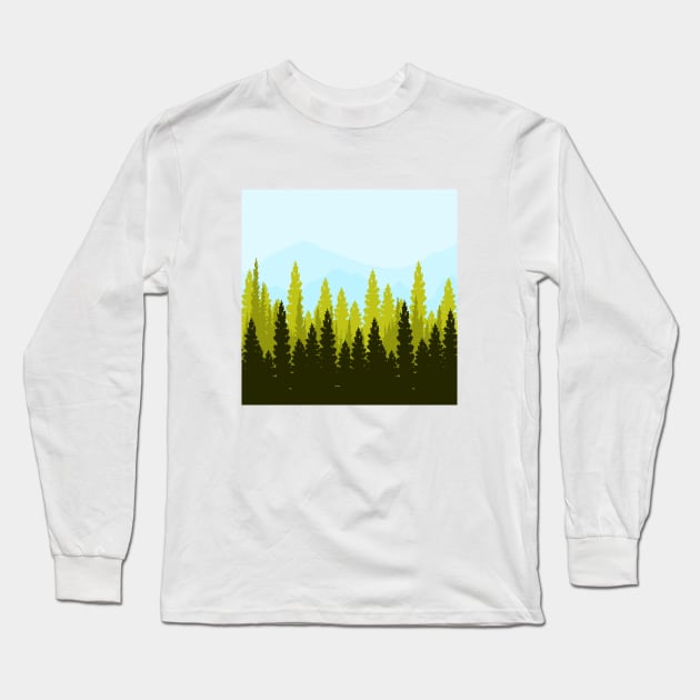 Blue/Yellow Forest Long Sleeve T-Shirt by Visible Confusion